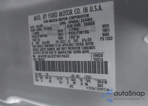 2002 Mazda B3000 Ds from USA, damaged, VIN 4F4YR16U22TM19632